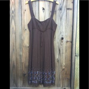 BCBGMaxazria Cocktail Dress, size M, brown and beaded.